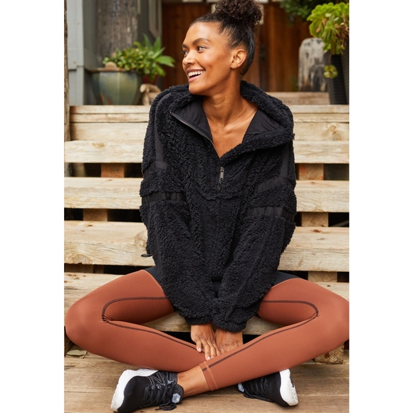 Free People Nantucket Fleece Sweatshirt Size Small Black Fp Movement Pullover - Picture 2 of 16